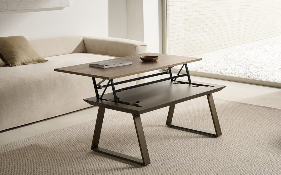Mesa de centro elevable con cierre amortiguado