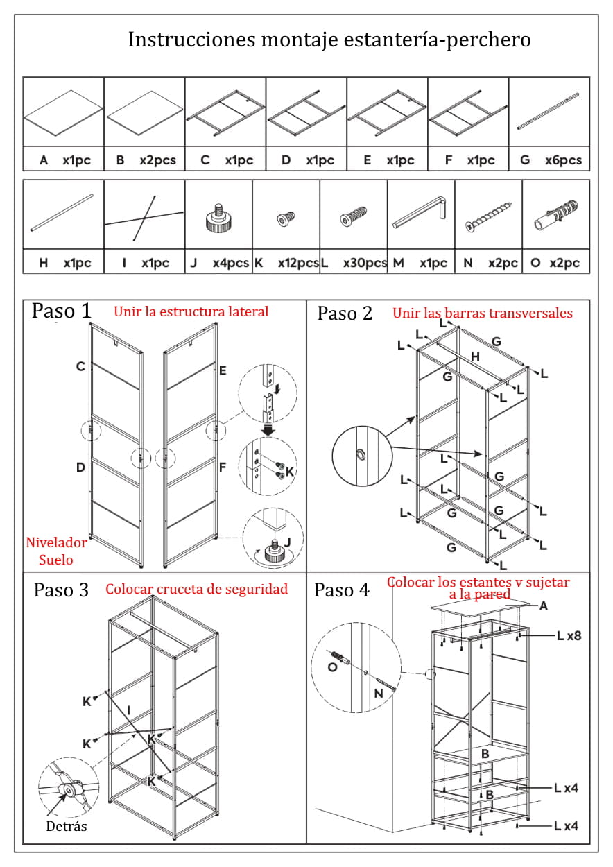 Estantería-perchero-6 Instrucciones montaje para estantería con perchero